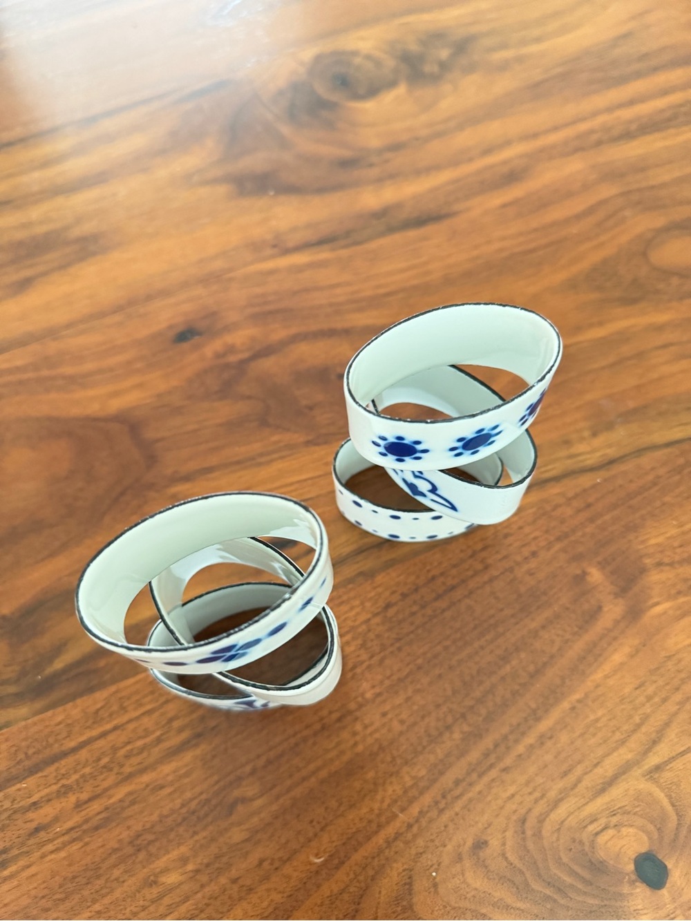 IKEA Heder Vintage Blue White Enamel Napkin Rings Katarina Brieditis (6) NOS - Picture 10 of 10